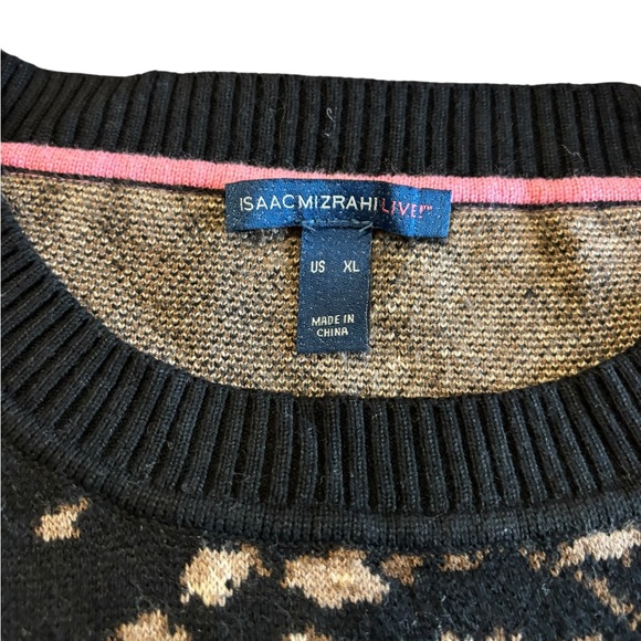 Isaac Mizrahi Live! Black & Brown Floral Jacquard Sweater Size XL - Picture 3 of 6